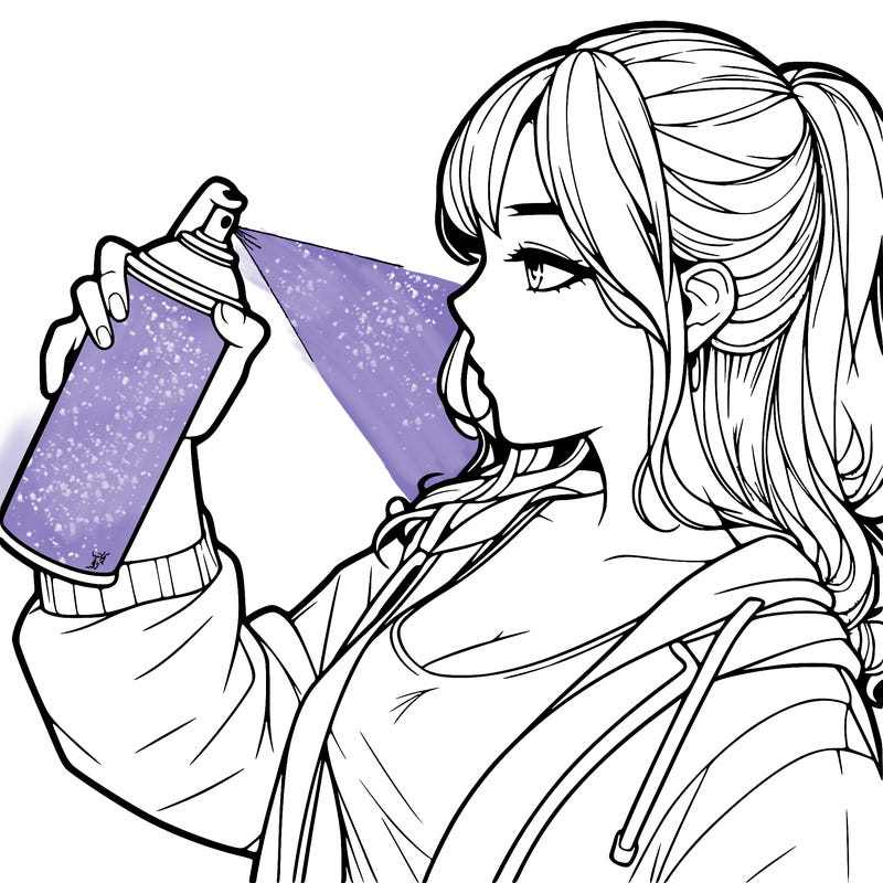 a realistic girl spray, painting