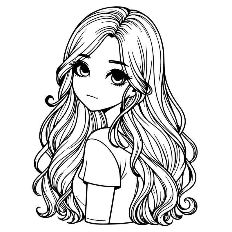 realistic girl with pretty hair