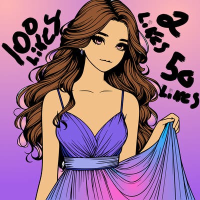 realistic girl in flowy silky prom dress