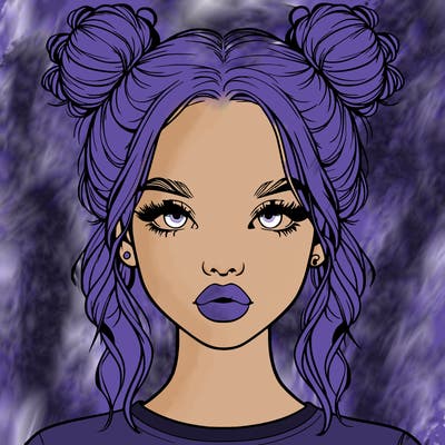 realistic girl with two buns in hair and lips