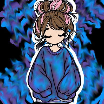 girl with baggy sweatshirt and messy bun