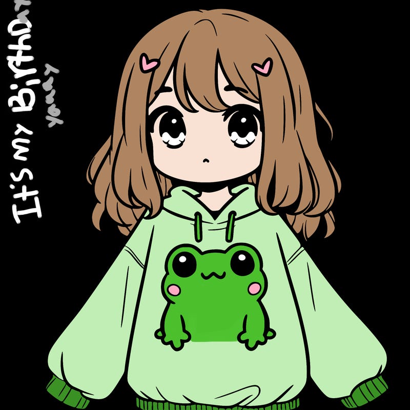 girl wearing frogging sweatshirt