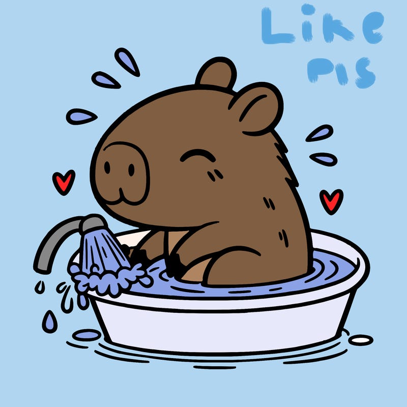 capybara taking a bath