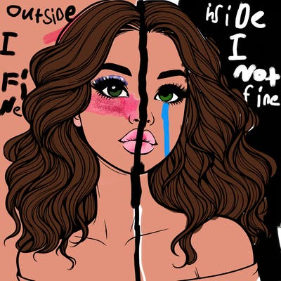 realistic girl with wavy hair and lips