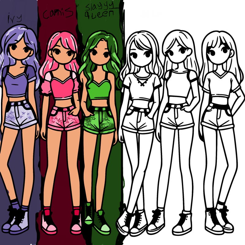 a group of girls wearing crop tops and shorts