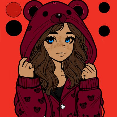 realistic girl in a animal pjs hoodie