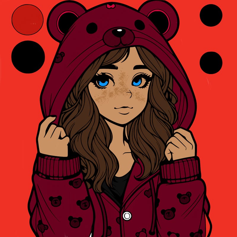 realistic girl in a animal pjs hoodie