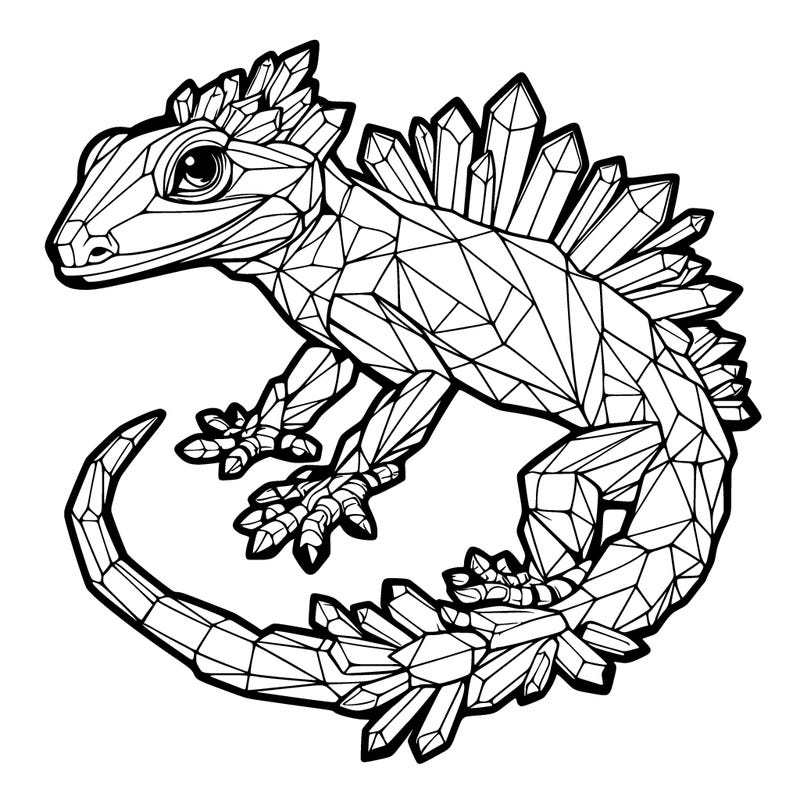 a realistic lizard made of crystals