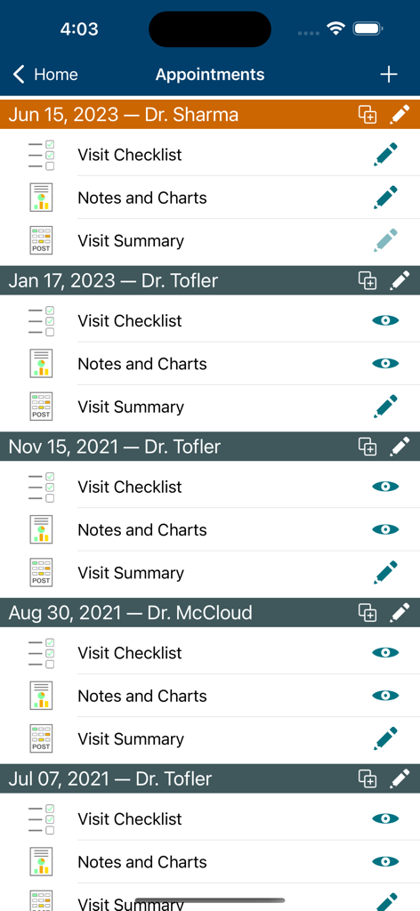 MSAA—My MS Manager - A list of past and upcoming doctor appointments with visit checklists and summaries in the My MS Manager app