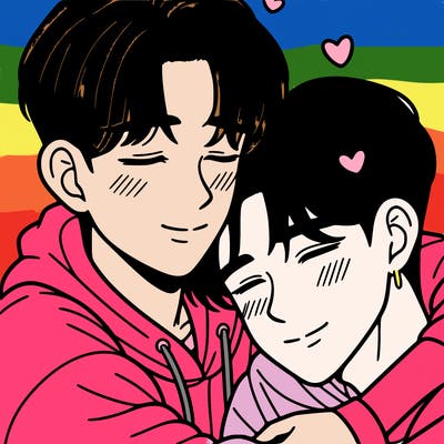 korean teen boys cuddling