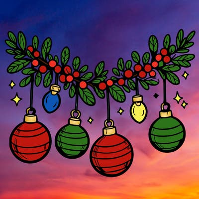 christmas garland with big bulbs