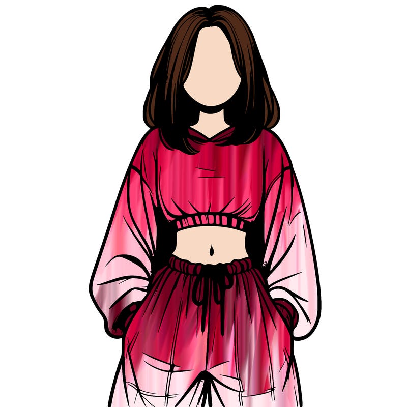 realistic girl faceless with baggy pants and a crop top