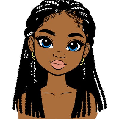 a realistic black girl with braids