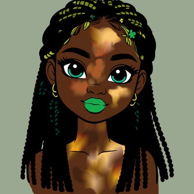 a realistic black girl with braids