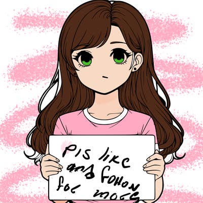 realistic girl holding a sign