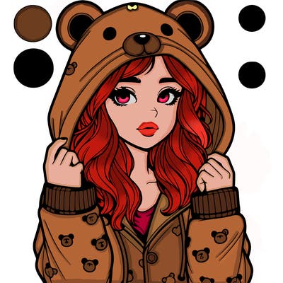 realistic girl in a animal pjs hoodie