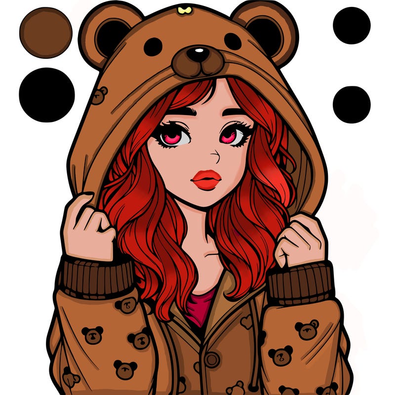 realistic girl in a animal pjs hoodie