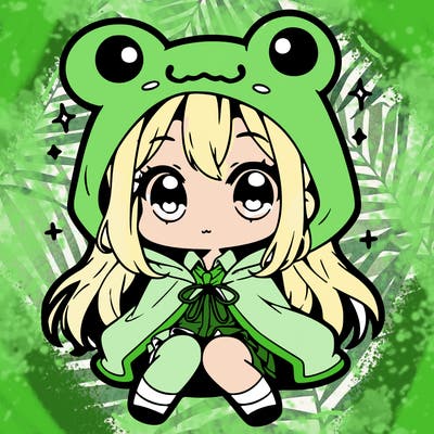 chibi girl with frog hoodie