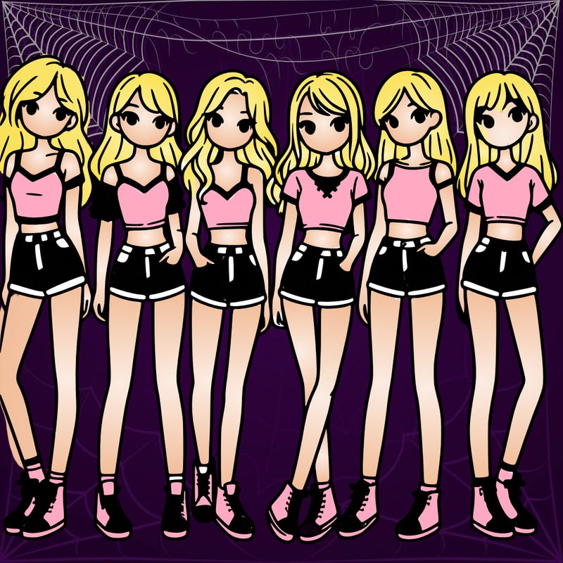 a group of girls wearing crop tops and shorts