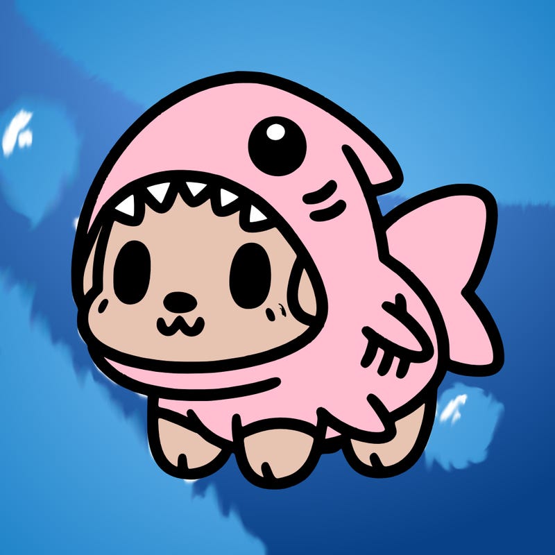 cute dog wearing a shark costume