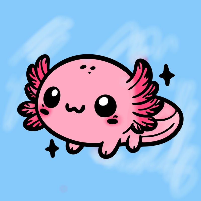 cute easy baby axolotl