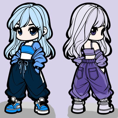 girl in crop top and baggy pants