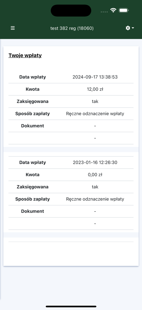 Mobile App-Bildschirm mit einer Liste der Zahlungshistorie und Transaktionsdetails des Benutzers.