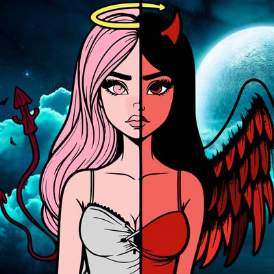 devil vs angel realistic girl