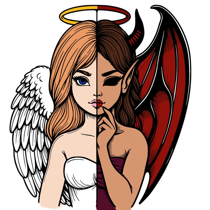 realistic angel half demon