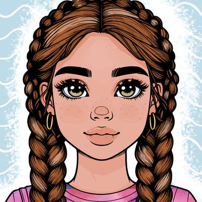 realistic girl with braids
