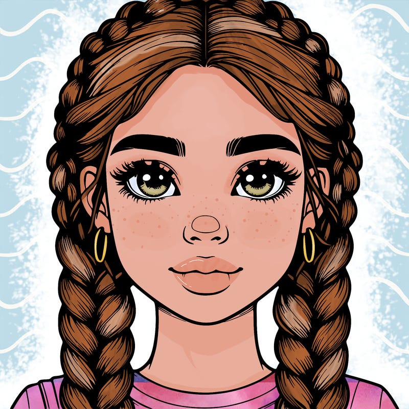 realistic girl with braids