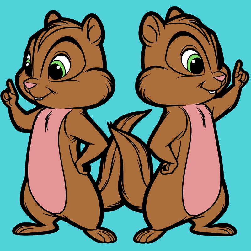 two tamias standing up split realistic