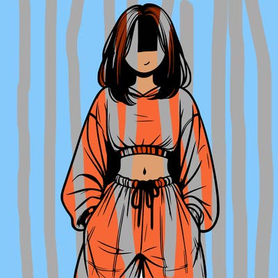 realistic girl faceless with baggy pants and a crop top