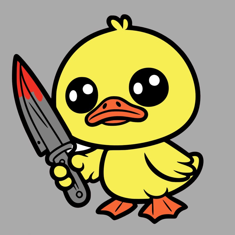 cute duck with knife