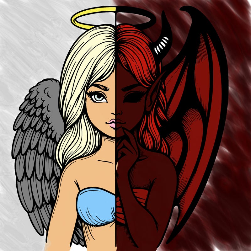 realistic angel half demon