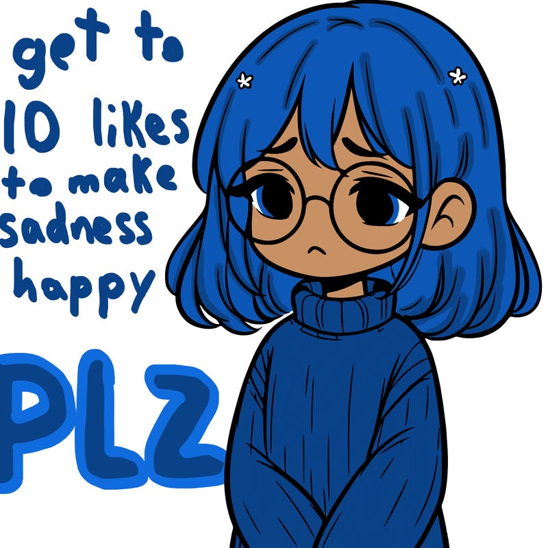 sad girl with glasses in a sweater