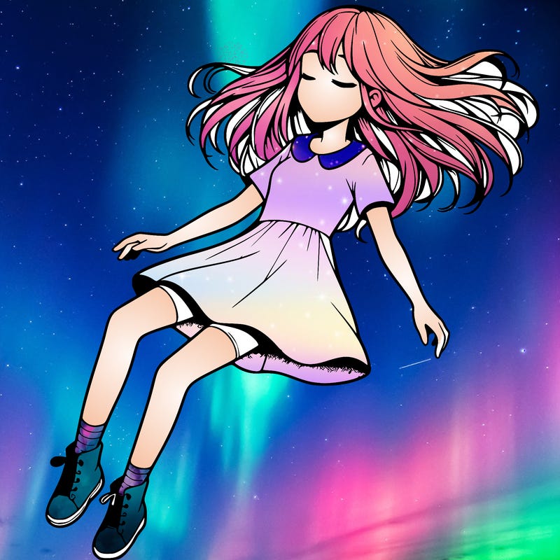 realistic girl floating