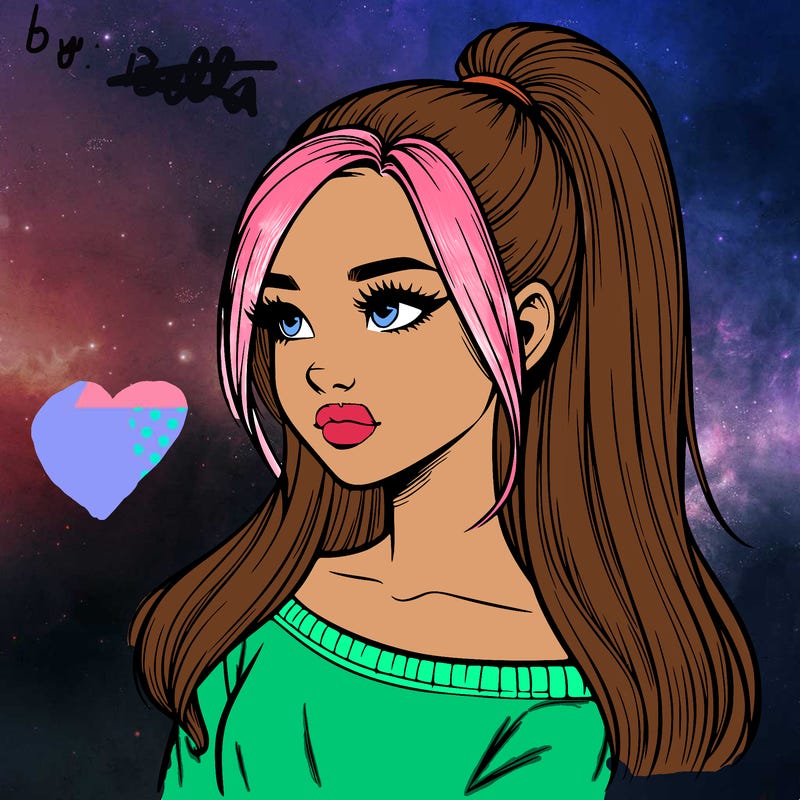 realistic girl with a high ponytail