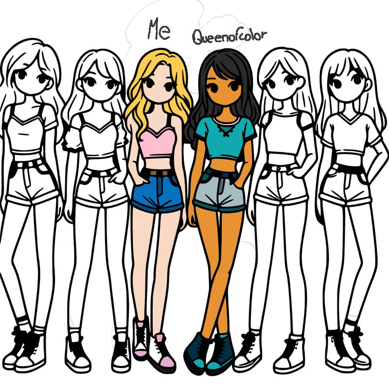 a group of girls wearing crop tops and shorts