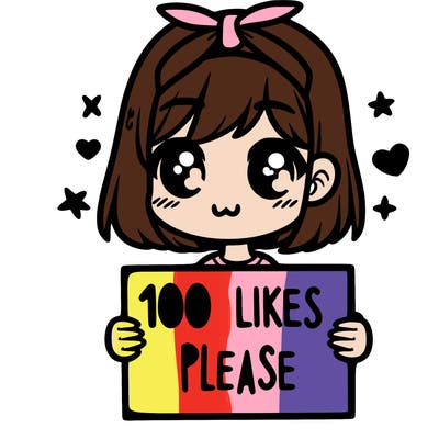 girl holding sign saying 100 likes please