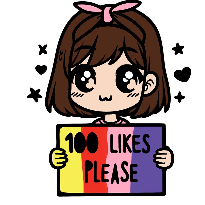 girl holding sign saying 100 likes please