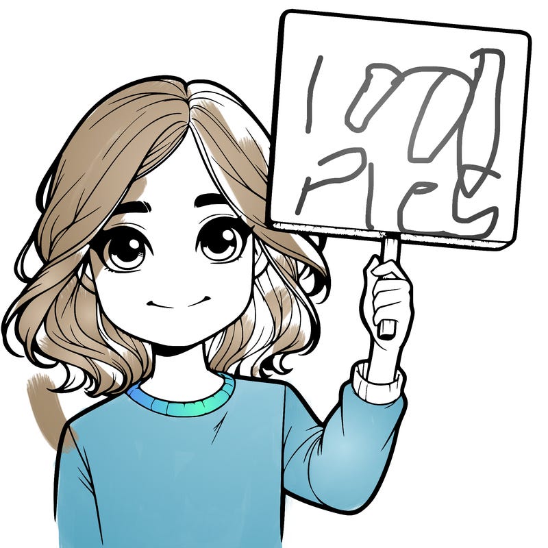 realistic girl holding up a sign