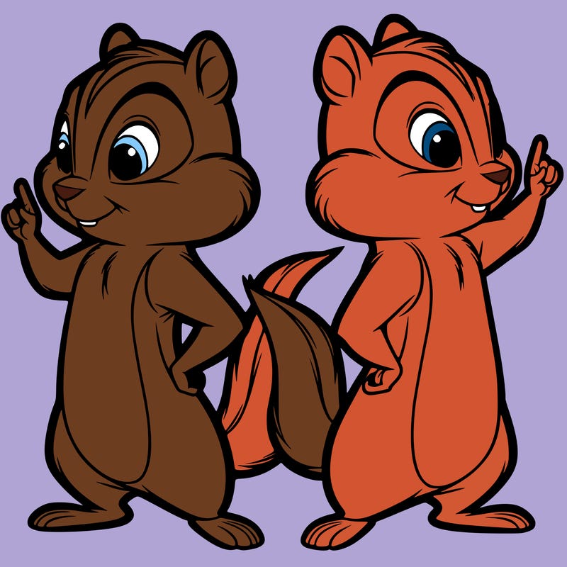 two tamias standing up split realistic