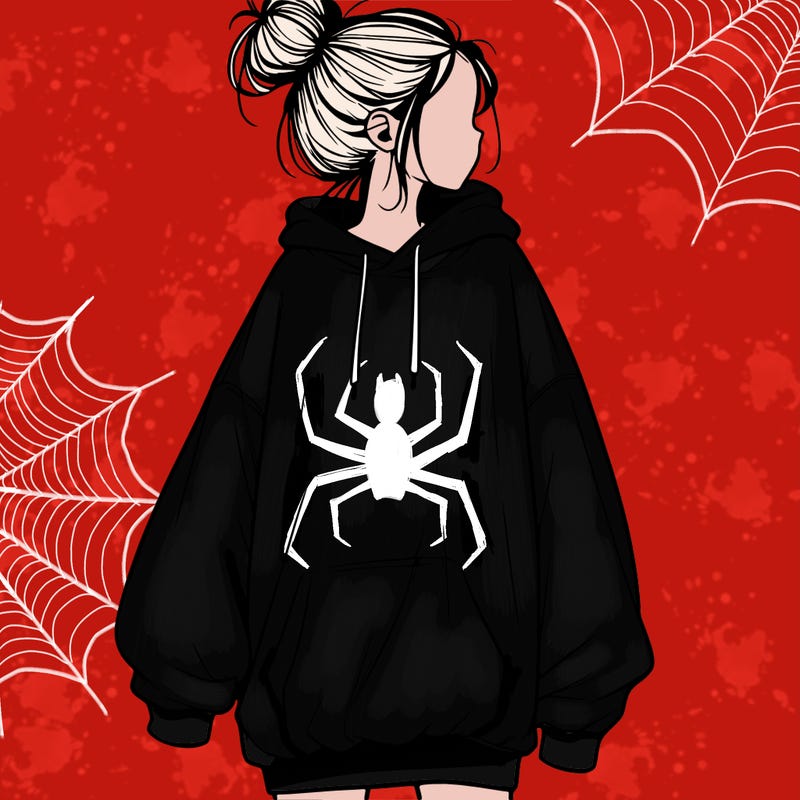 realistic girl with a oversized sweatshirt on and a bun