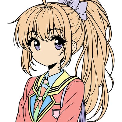 anime girl with high ponytail in a school uniform
