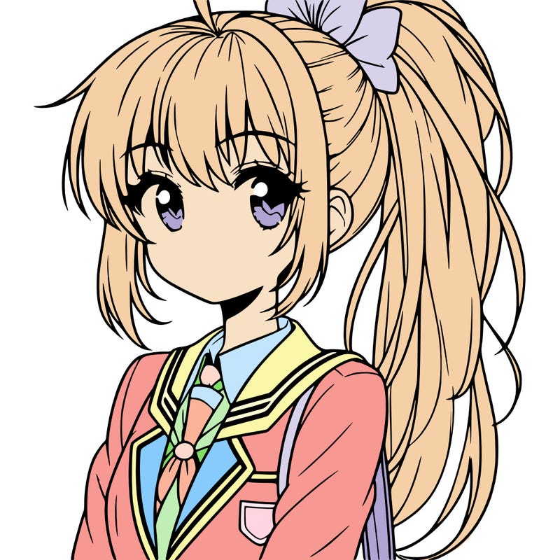 anime girl with high ponytail in a school uniform