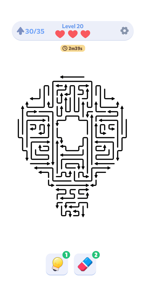 Arrow Jam Escape - Arrow Jam Escape mobile game level showing a complex black arrow maze on a white background