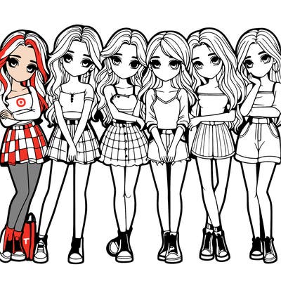 a group of girls realistic