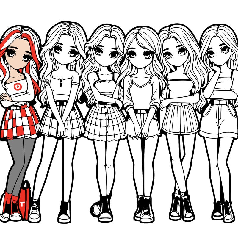 a group of girls realistic