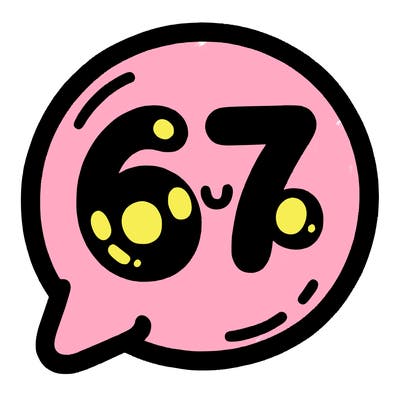 bubble that says 67